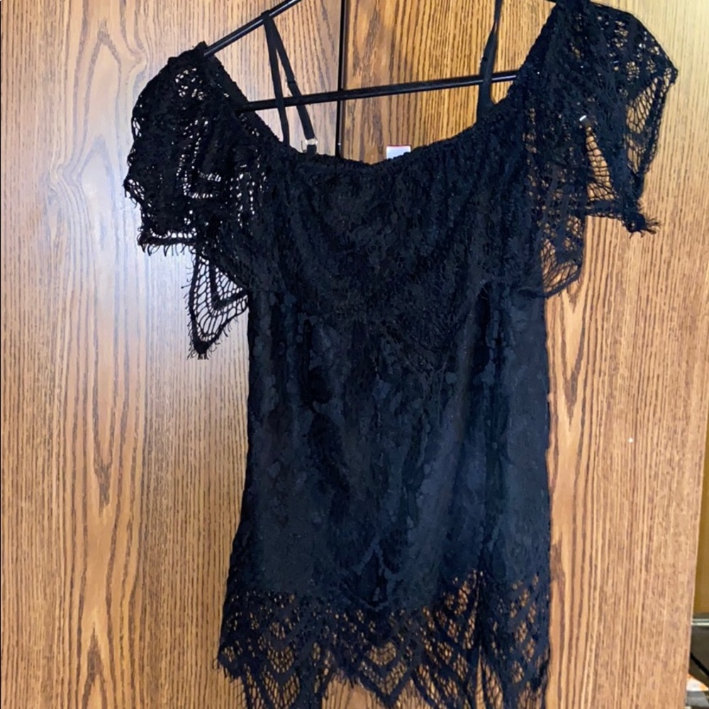 Lace off the shoulder shirt